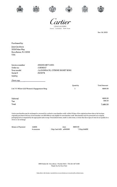 cartier exchange|cartier glasses receipt.